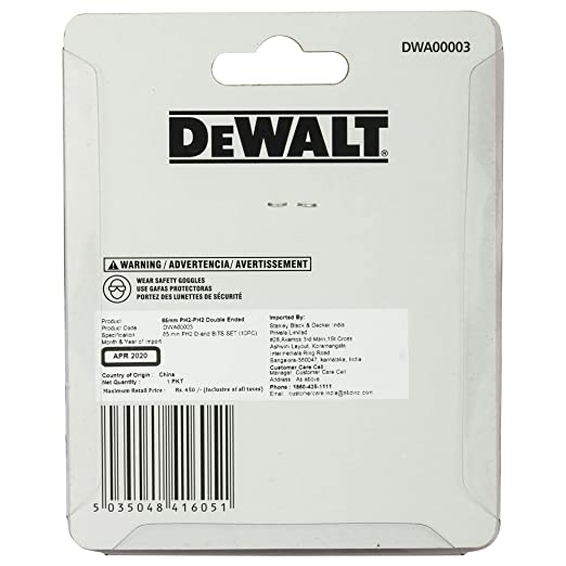 DEWALT DWA00003 Double Ended PH2 Screwdriver Bit Set 10 Pcs. (65 mm)